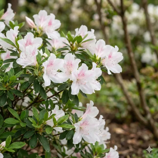 Azalée japonaise 'Starlite blanc nervure rose'